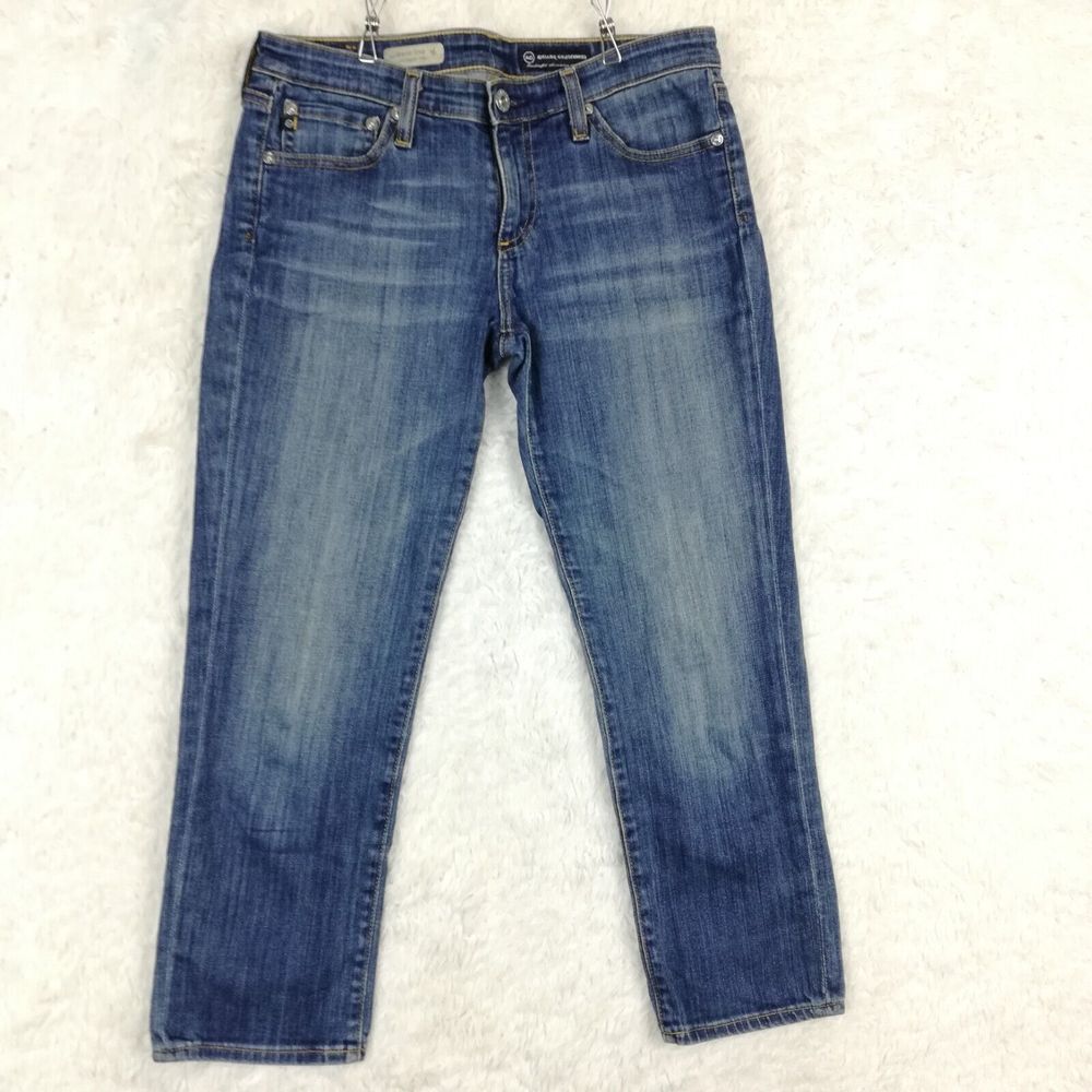 Vtg AG Adriano‎ Goldschmied Womens Jeans Stevie Slim Straight Crop Denim Blue 28